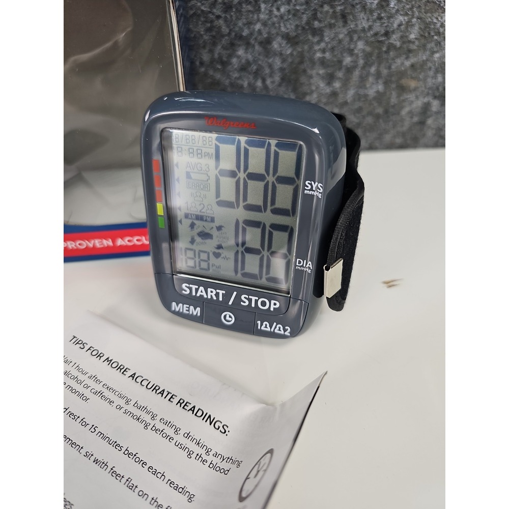 Walgreens Deluxe Wrist Blood Pressure Monitor 10+ Features CP-WGNBPW210